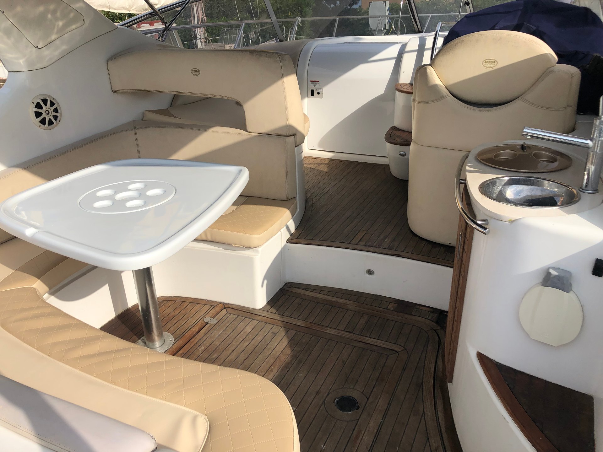 Teak cockpit and interior lounge